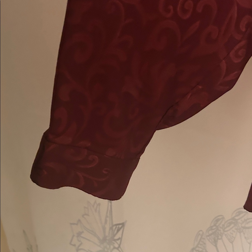 Emaline woman new polyester Burgundy Patterned Blouse with‎ Zip Detail. Size 2x - Picture 7 of 14